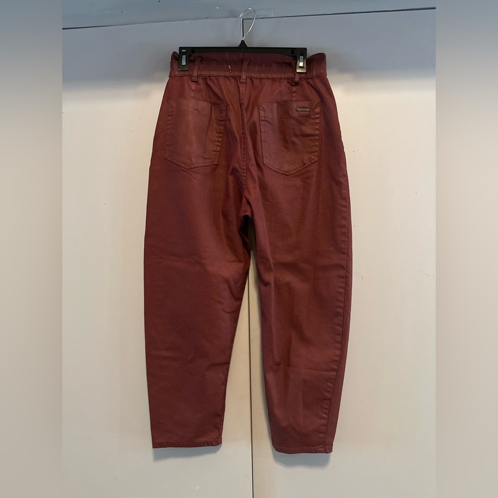 Zara - Denim Burgundy Pants (Size 8) - Picture 6 of 10